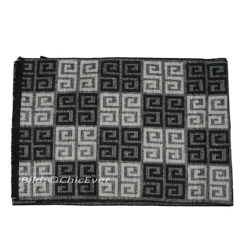 Eleganter Schal aus Wolle, Wollschal, 30cmx180cm, schwarz, weiß, 3114